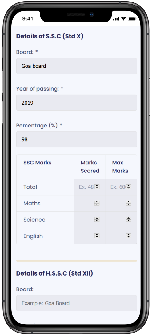 mobile view of the websites